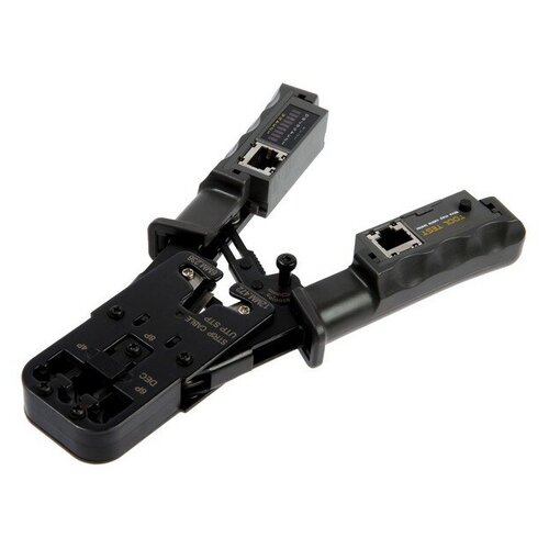 Кримпер-тестер тундра с тестером кабеля RJ-45 8P RJ-12 6P RJ-11 4P вертикальный обжим 7119₽