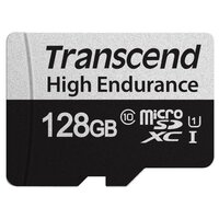 Карта памяти microSDXC Transcend 350V (высокой надёжности), 128 Гб, UHS-I Class 10 U1, с адаптером