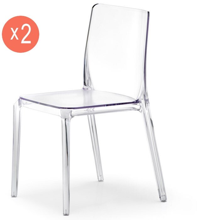 Комплект из 2 прозрачных стульев Blitz, PEDRALI, прозрачные - фотография № 1