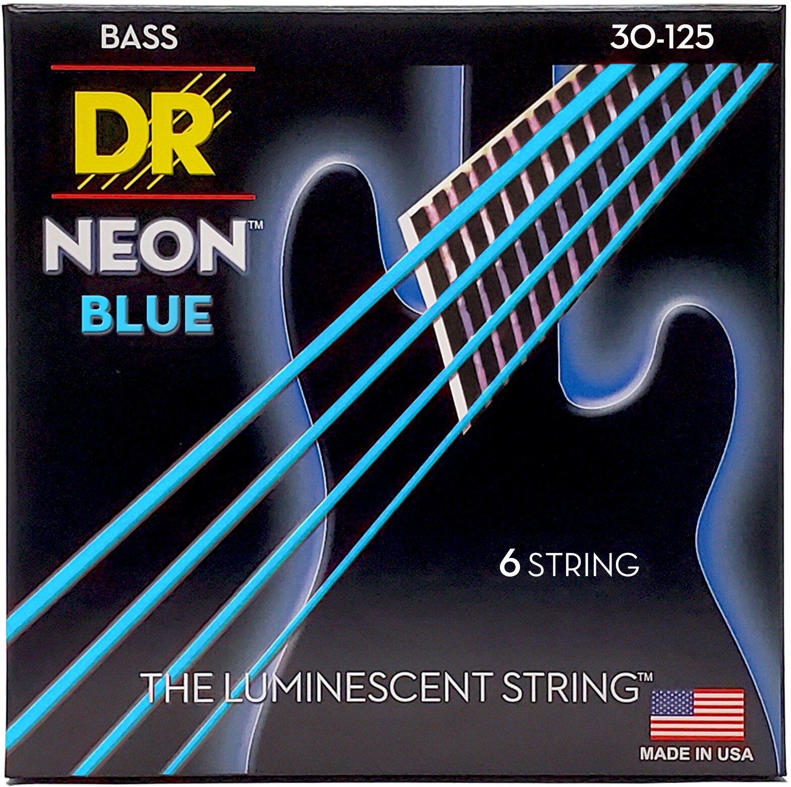 DR NBB6-30 HI-DEF NEON струны для 6-струнной бас гитары с люминесцентным покрытием синие 30