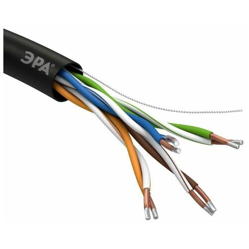 кабель витая пара u utp кат 5e 4х2х24awg solid cu pvc standart м suprlan 01 0328 9 Кабель витая пара U/UTP кат.5E 4х2х24AWG solid CCA PE Outdoor Simple черн. (м) Эра Б0044436