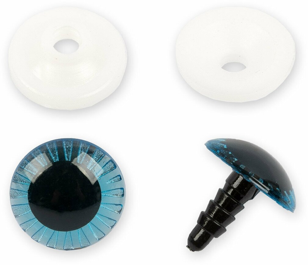 HobbyBe PGSL-18F Глаза пластиковые с фиксатором (с лучиками) d 18 мм 50 шт. синий