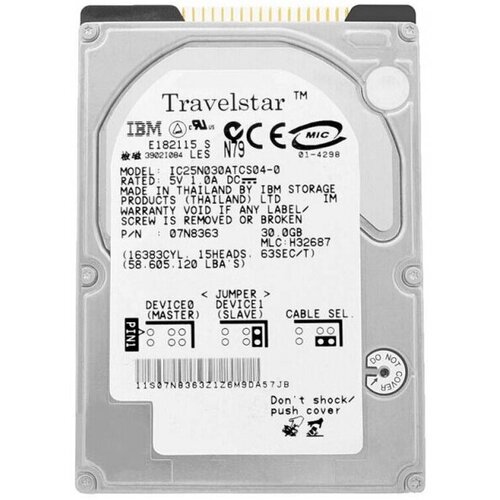 Жесткий диск IBM 07N7436 30Gb 4200 IDE 25 HDD 701000₽
