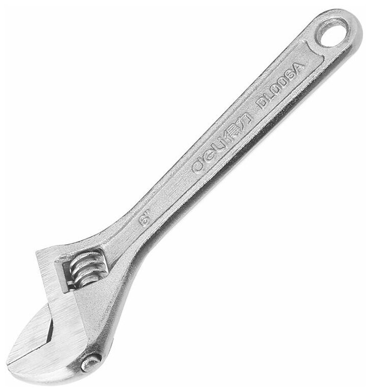 Разводной ключ Deli DL006A 6" Длина: 150 мм. Регулируемый размер зажима: 0-22 мм. Кованая специальная инструментальная сталь. Хромированная отделка.