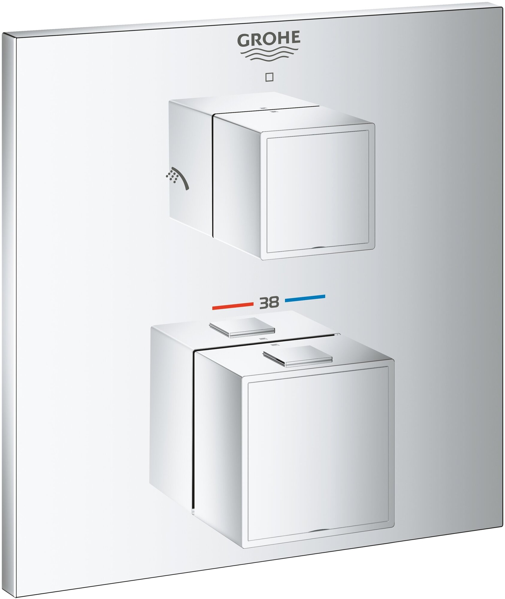 Внешняя часть термостата для душа GROHE Grohtherm Cube на 2 потребителя, хром (24154000)