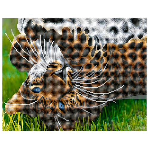 Алмаз. мозаика 40х50 c подр., с частичн. заполн. (блест.) (14цв.) Игривый леопард (Арт. ASD5021)