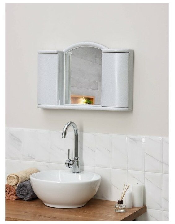 BEROSSI Шкафчик зеркальный для ванной комнаты «Арго», цвет белый мрамор