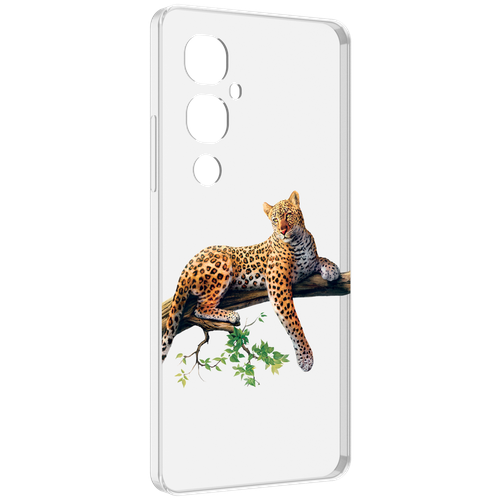 Чехол MyPads леопард-на-дереве детский для Tecno Pova 4 Pro задняя-панель-накладка-бампер