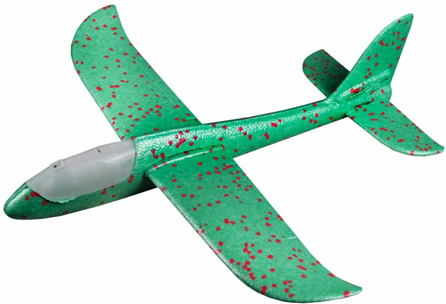 Самолет пенопластовый игрушка, планирующий, с подсветкой, 45 х 48 х 12 см, зеленый
