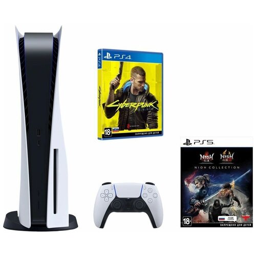 Игровая консоль PlayStation 5 2 игры Cyberpunk 2077 Nioh Collection Кабель питания евровилка CFI-1116A 9492200₽