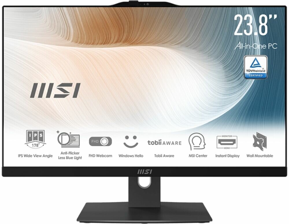 Моноблок 23.8'' MSI 9S6-AE0711-206 i7-1260P/16GB/512GB SSD/Iris Xe graphics/1920x1080/GbitEth/WiFi/BT/cam/Win11Pro/black - фото №7