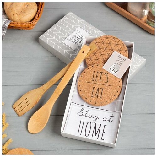 Набор подарочный Stay at home полотенце подставки кухонная ложка кухонная лопатка 2040₽