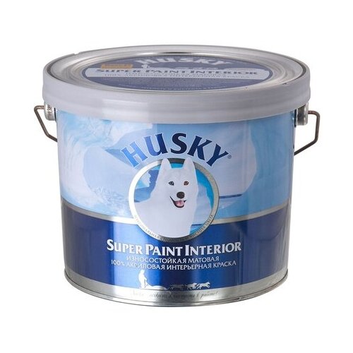 Краска акриловая HUSKY Super Paint Interior матовая белый 2.5 л краска акриловая husky super paint exterior фасадная влагостойкая огнезащитная матовая белый 10 л