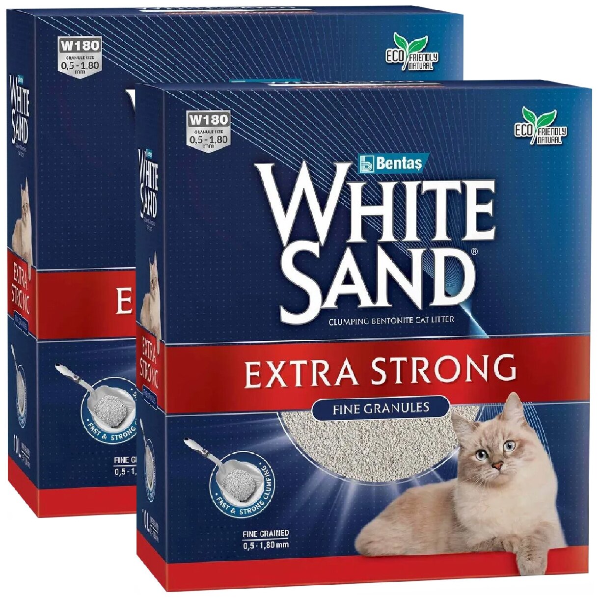 фото WHITE SAND EXTRA STRONG наполнитель комкующийся для туалета кошек Экстра без запаха (10 + 10 л)