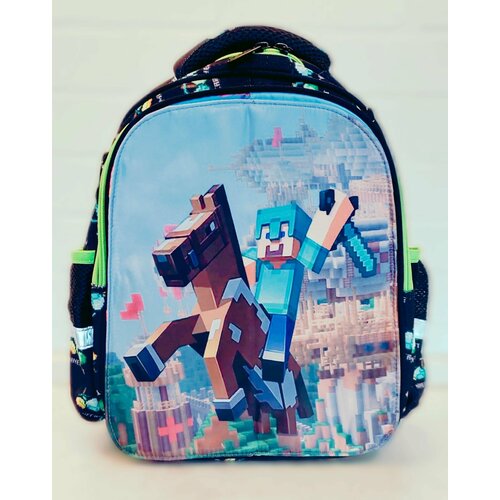 Школьный ранец/рюкзак для мальчика Книжка-магнит Майнкрафт/ Ранец школьный каркасный с ортопедической спинкой