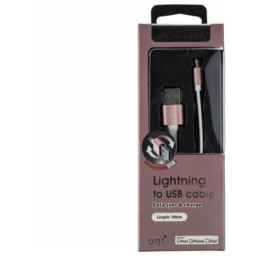Кабель PQI USB - Lightning, 1м, PQI (6ZC190701R004A)Цвет розово-золотой