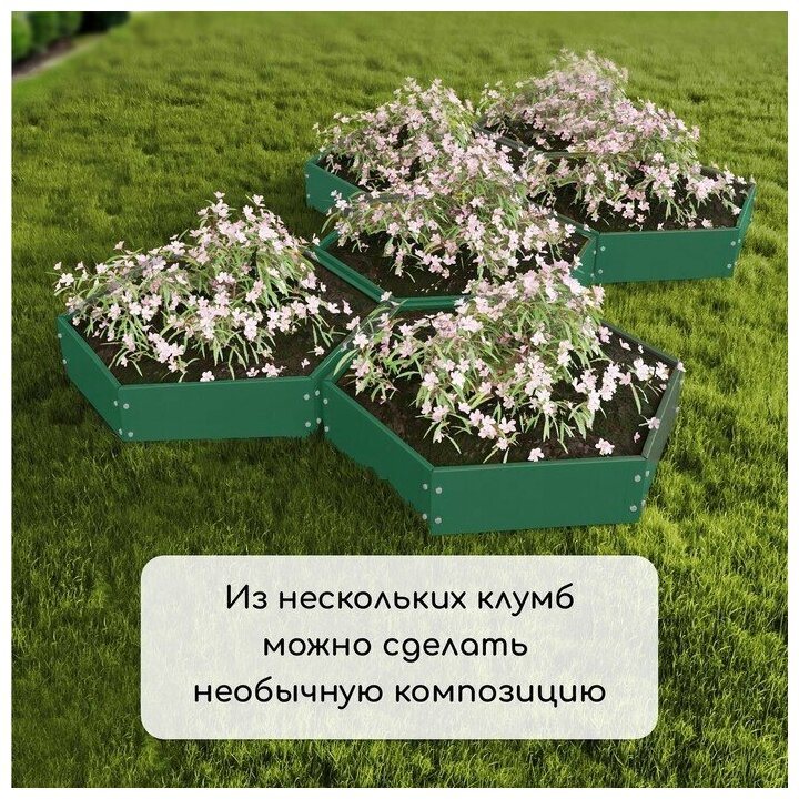 Клумба оцинкованная, d = 100 см, h = 15 см, зелёная, Greengo - фотография № 6