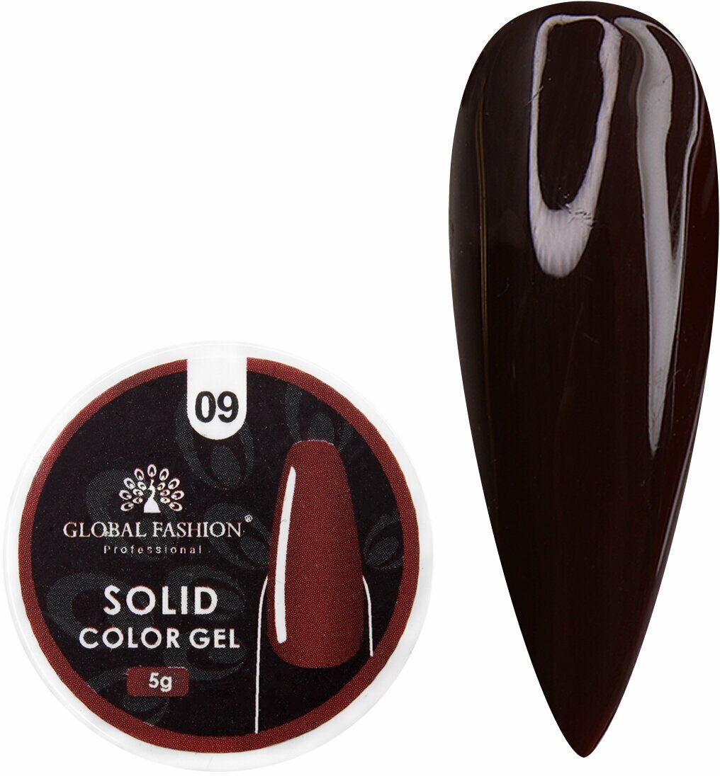 Global Fashion Гель-краска повышенной плотности для рисования и дизайна ногтей, Solid color gel, 5 гр / 09