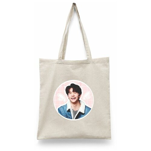 фото Сумка-шоппер унисекс каждому своё "stray kids/k-pop" белая