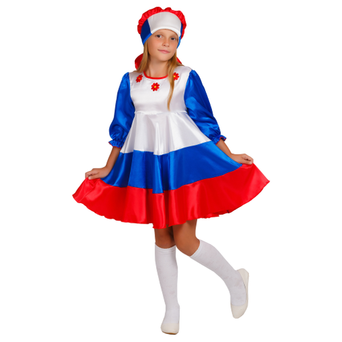 фото Костюм маскарад у алисы патриотка (202165), белый/красный/синий, размер 34(134)