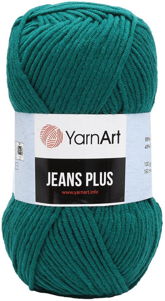 Пряжа для вязания YarnArt 'Jeans Plus' 100гр 160м (55% хлопок, 45% полиакрил) (63 темно-бирюзовый), 5 мотков