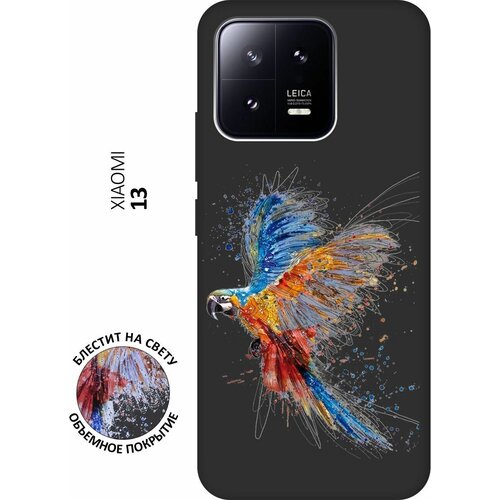 Матовый Soft Touch силиконовый чехол на Xiaomi 13, Сяоми 13 с 3D принтом Colorful Parrot черный матовый soft touch силиконовый чехол на xiaomi 13 сяоми 13 с 3d принтом lovely cornflowers черный