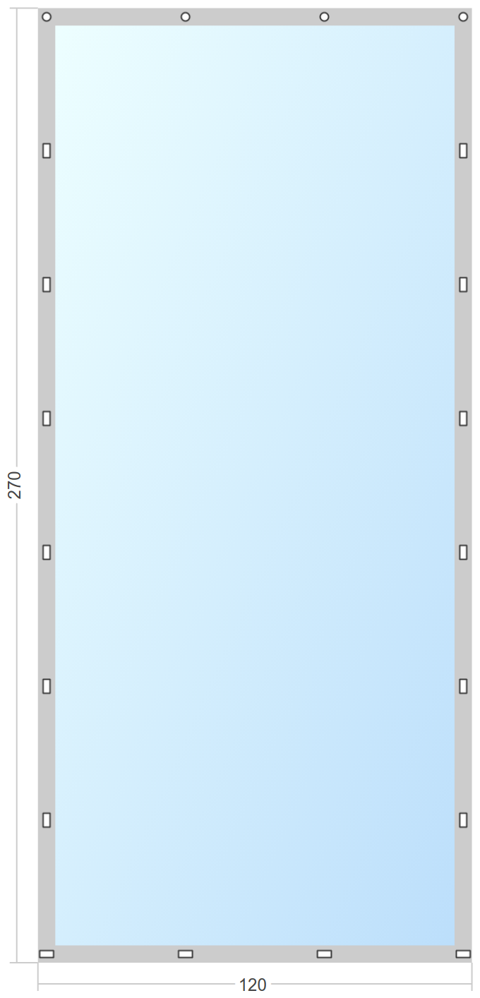Мягкое окно Софтокна 120х270 см съемное, Скоба-ремешок, Прозрачная пленка 0,7мм, Серая окантовка, Комплект для установки - фотография № 3