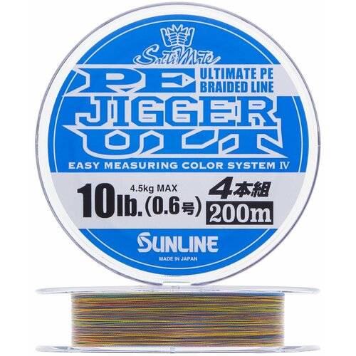 шнур плетеный sunline pe jigger ult 8 braid 1 7 0 220мм 200м multicolor Шнур плетеный Sunline PE Jigger Ult 4 braid #0,6 0,128мм 200м (multicolor)