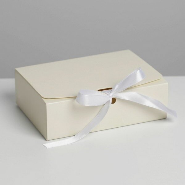 Коробка подарочная складная, упаковка, "Бежевая", 16.5 x 12.5 x 5 см, без ленты