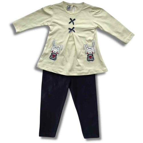 Комплект одежды , туника и легинсы, повседневный стиль, размер 6-9 месяцев, желтый, синий
