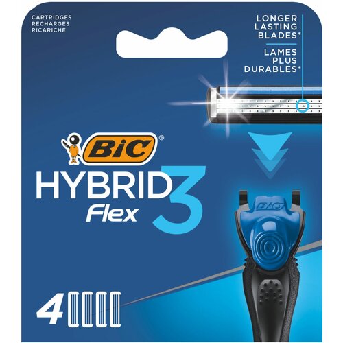 Сменные кассеты для мужской бритвы, BIC Hybrid 3 Flex, 4 шт