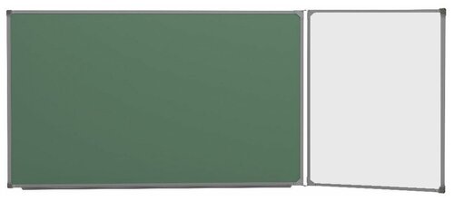 Доска школьная комбинированная 120х225 BoardSYS, двухэлементная меловая/маркерная, зеленая/белая, крыло справа