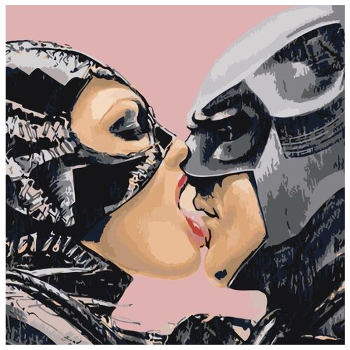 картина по номерам бэтмен и женщина кошка 40x60 см Картина по номерам Женщина-кошка и Бэтмен, 40x40 см