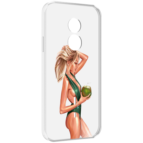 Чехол MyPads девушка-с-кокосом-в-зеленом-купальнике женский для Doogee S51 задняя-панель-накладка-бампер