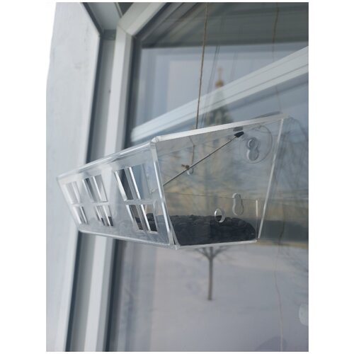 Прозрачная кормушка для птиц на присосках кормушка для птиц на окно тучирп на присосках прозрачная для животных tochirp для попугаев