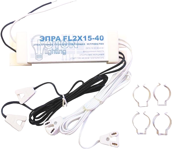 ЭПРА для люминесцентной лампы Foton Lighting FL2х15-40W 150х40х30mm (комплект 4 патрона, 4 клипсы, провода)