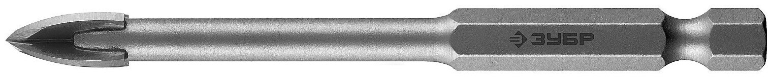 Сверло по кафелю керамике стеклу с четырьмя режущими лезвиями шестигранный хвостовик 8 мм ЗУБР 