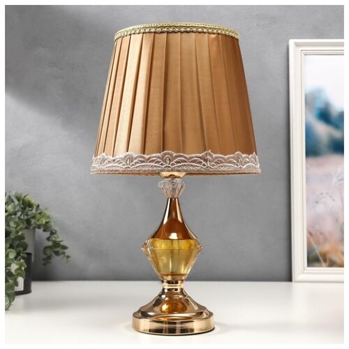 фото Лампа настольная risalux e27, led подсветка, 40 вт, золото, 25*25*42 см