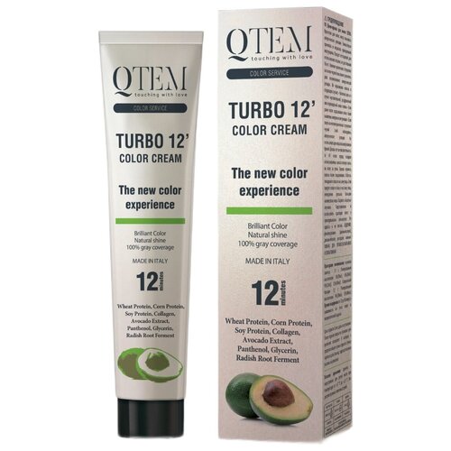QTEM перманентный краситель Turbo 12 Color Cream с восстанавливающими активами, 8.15 Ледяной шоколадный светлый блонд