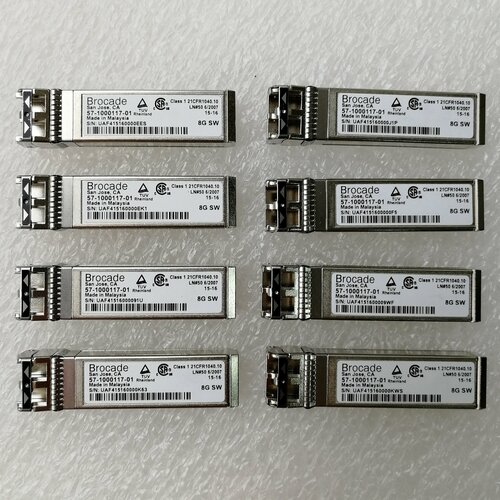 трансивер dell sfp brocade 32 гбит с mmf swl 850 нм 100 м xcvr plugable minigbic Трансивер оптический Brocade 57-1000117-01 комплект 8 шт. модуль SFP+ FC SWL 8Gbps Short Range SR 850nm Pluggable miniGBIC FC8x