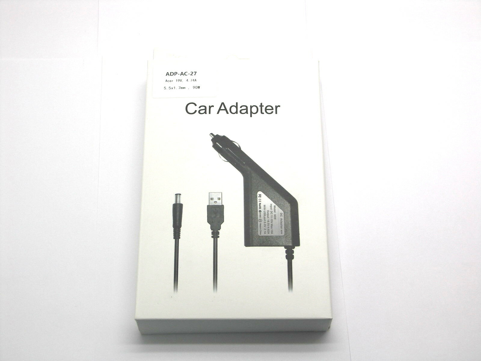 Автомобильная зарядка для ноутбука Acer 19V, 4.74A,5.5x1.7мм, 90W ADP-AC-27