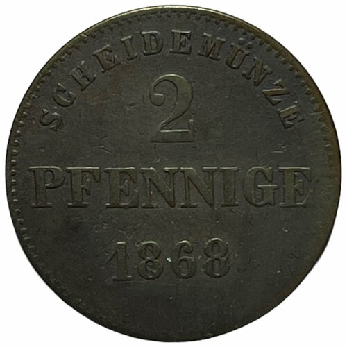 Германия, Саксен-Мейнинген 2 пфеннига 1868 г. германия саксен мейнинген 2 пфеннига 1868 г