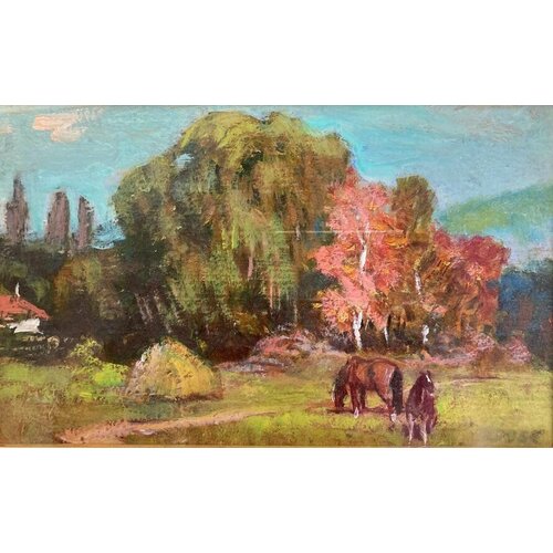 Картина Этюд с ивой 25х30 см картон масло авторская работа 18000₽