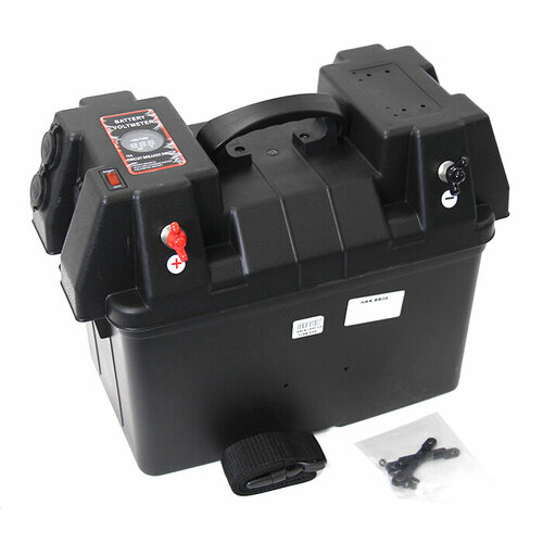 Короб для АБ с панелью индикации и розеткой для вольтметра 424х251х306