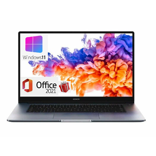 156 Ноутбук HONOR MagicBook 15 1920x1080 AMD Ryzen 5 5500U 21 ГГц RAM 8 ГБ SSD 512 ГБ AMD Radeon Graphics Windows 11 PROMS office 21 русская клавиатура 53015₽