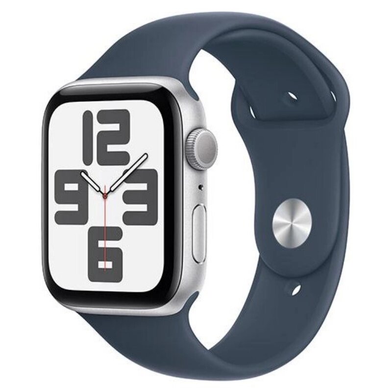 Умные часы Apple Watch Series SE Gen 2 44 мм Aluminium Case, Silver/Storm Blue Sport Band M/L, серебристый