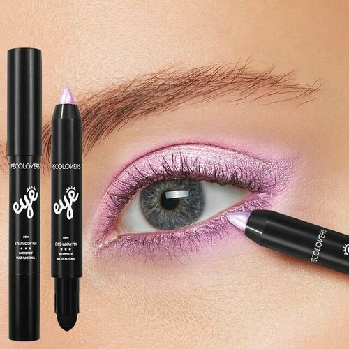 Карандаш-цветные тени и спонж для век 2 в 1 EYE Pekolovers водостойкий перламутровый Розовый, 1шт