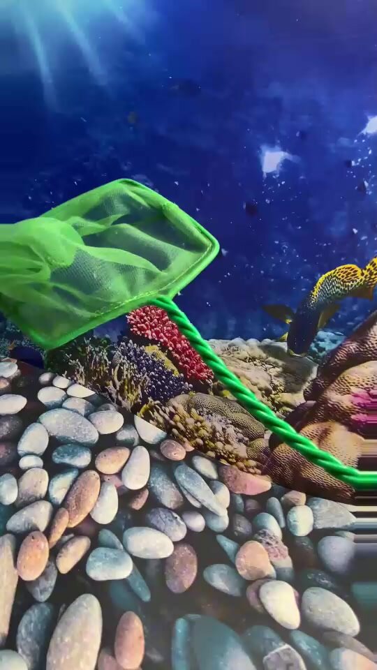 Сачок для рыб зелёный 10х9 см, ручка 26 см — фото 1