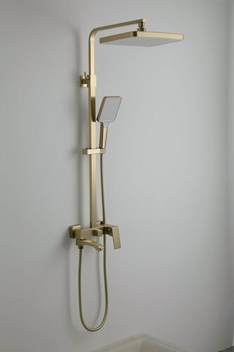 Изображение товара Душевая стойка FRAP F2476-3 золотой сатин, латунный корпус, управление рычажное