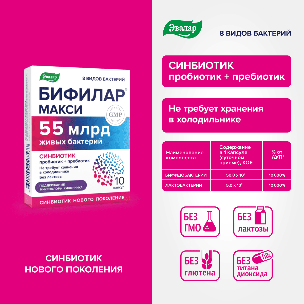 Препараты От Кишечных Инфекций Бифилар Макси, 10 капсул, Эвалар